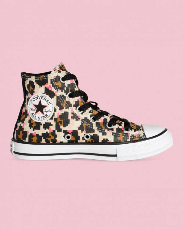 Trampki Wysokie Converse Chuck Taylor All Star Animal Print Czarne | CV-593OED