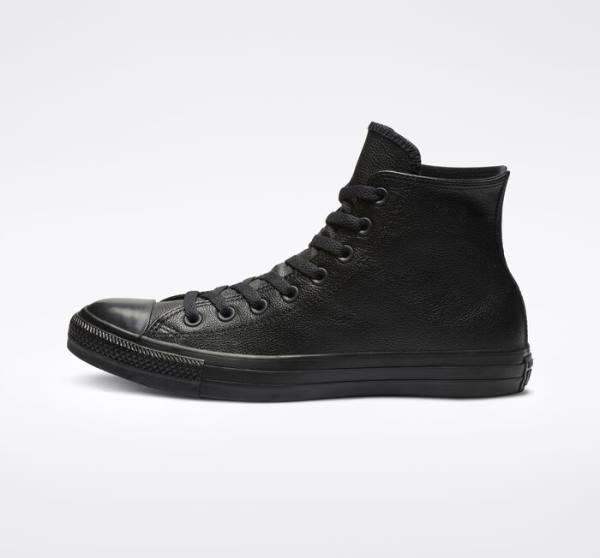 Trampki Wysokie Converse Chuck Taylor All Star Skórzane Czarne | CV-691HMJ