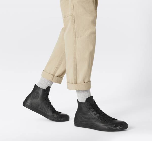 Trampki Wysokie Converse Chuck Taylor All Star Skórzane Czarne | CV-691HMJ