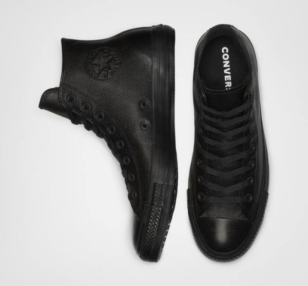 Trampki Wysokie Converse Chuck Taylor All Star Skórzane Czarne | CV-691HMJ