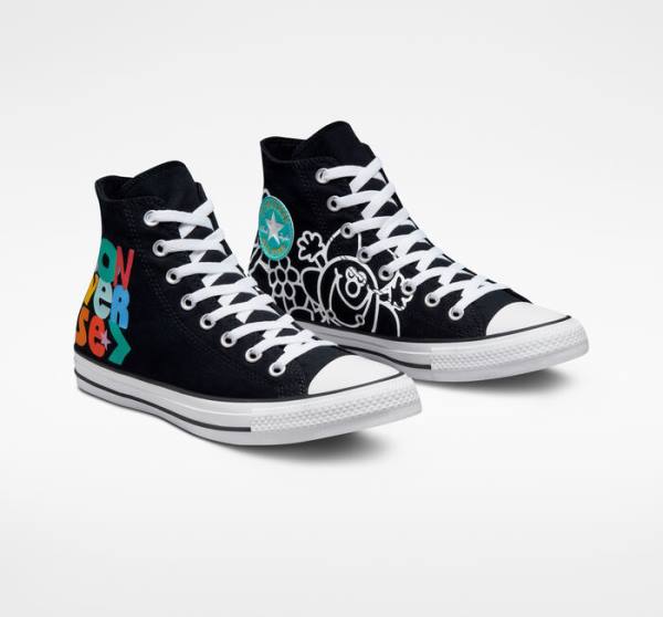 Trampki Wysokie Converse Chuck Taylor All Star Floral Czarne Białe Głęboka | CV-716ANO