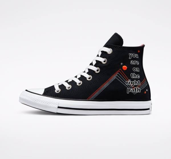 Trampki Wysokie Converse Chuck Taylor All Star You Are On The Right Path Czarne Białe | CV-719UHF