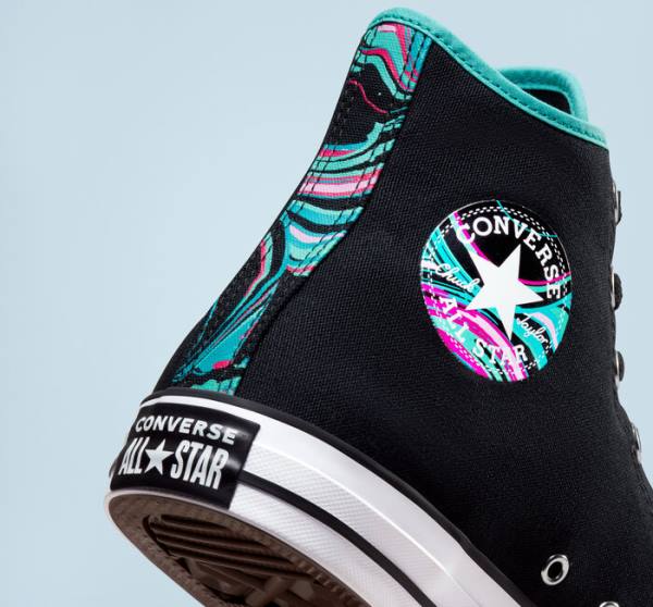 Trampki Wysokie Converse Chuck Taylor All Star Marbled Czarne Kolorowe Białe | CV-726LYK