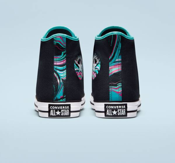 Trampki Wysokie Converse Chuck Taylor All Star Marbled Czarne Kolorowe Białe | CV-726LYK