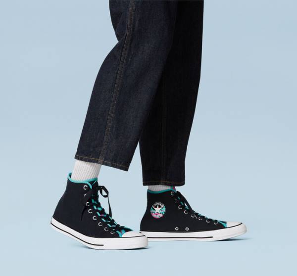 Trampki Wysokie Converse Chuck Taylor All Star Marbled Czarne Kolorowe Białe | CV-726LYK