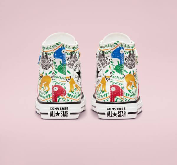 Trampki Wysokie Converse Chuck Taylor All Star Easy-On Multicolored Animals Białe Kolorowe Czarne | CV-827IST