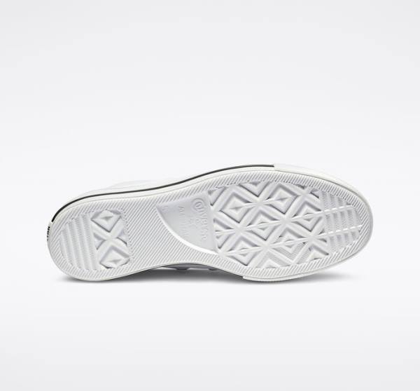 Trampki Wysokie Converse Chuck Taylor All Star Lift Platformie Skórzane Białe Czarne Białe | CV-835DZS