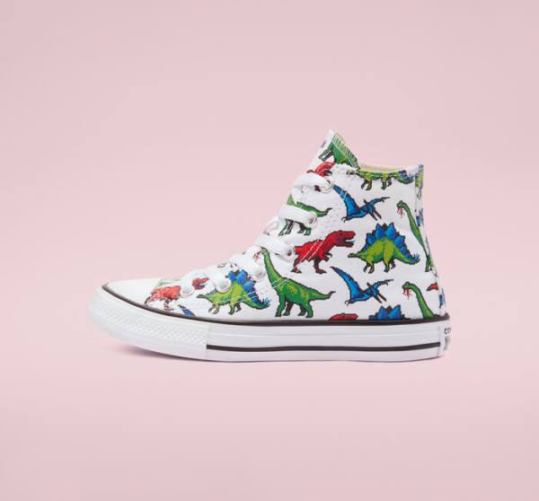 Trampki Wysokie Converse Chuck Taylor All Star 8-Bit Dino Białe Niebieskie | CV-857HRY