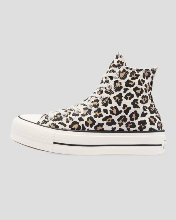 Trampki Wysokie Converse Chuck Taylor Lift Leopard Print Platformie Panterka | CV-432GXV