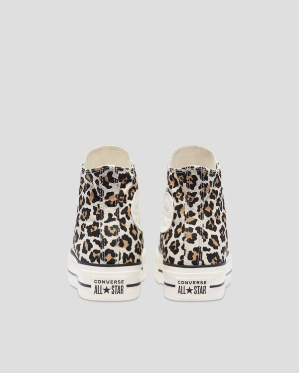 Trampki Wysokie Converse Chuck Taylor Lift Leopard Print Platformie Panterka | CV-432GXV
