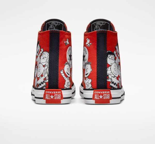 Trampki Wysokie Converse Peanuts Chuck Taylor All Star Czerwone Czarne Białe | CV-678BFQ