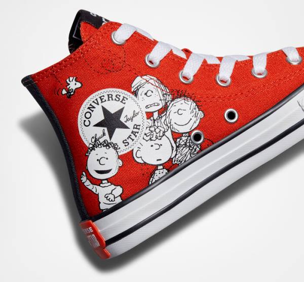 Trampki Wysokie Converse Peanuts Chuck Taylor All Star Czerwone Czarne Białe | CV-682SIU
