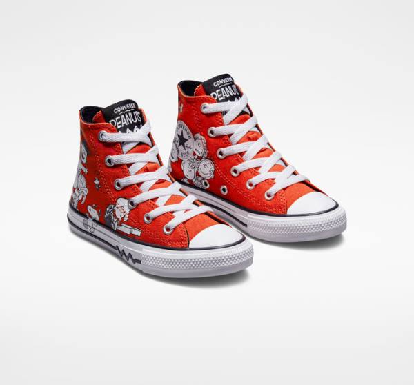 Trampki Wysokie Converse Peanuts Chuck Taylor All Star Czerwone Czarne Białe | CV-682SIU