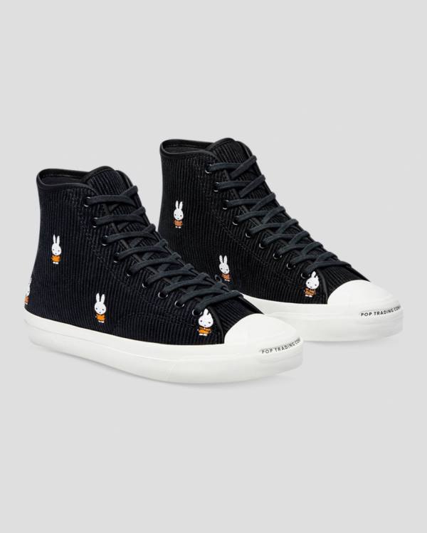 Trampki Wysokie Converse Pop Trading Miffy Jack Purcell Pro Corduroy Czarne | CV-856BQK