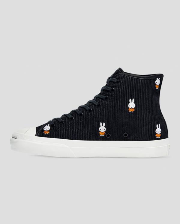 Trampki Wysokie Converse Pop Trading Miffy Jack Purcell Pro Corduroy Czarne | CV-856BQK