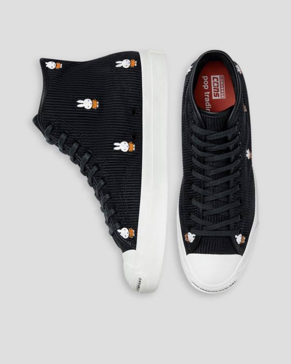 Trampki Wysokie Converse Pop Trading Miffy Jack Purcell Pro Corduroy Czarne | CV-856BQK