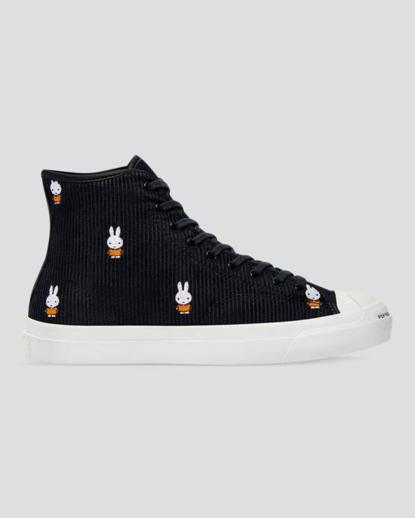 Trampki Wysokie Converse Pop Trading Miffy Jack Purcell Pro Corduroy Czarne | CV-856BQK