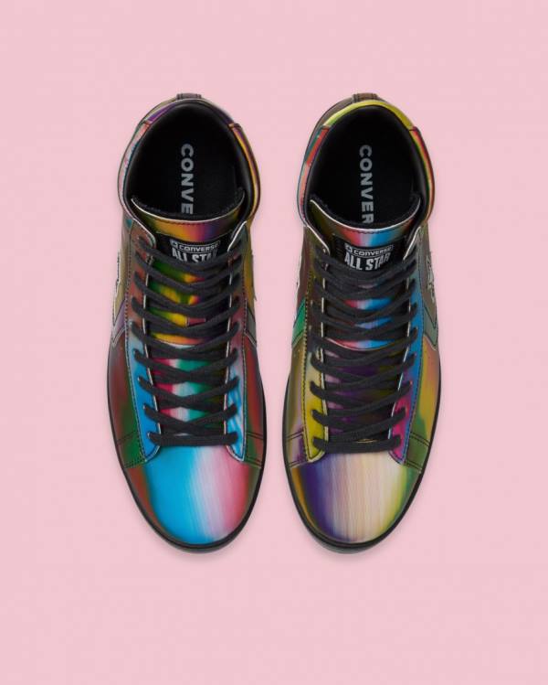 Trampki Wysokie Converse Pro Skórzane Iridescent Czarne | CV-452NKD