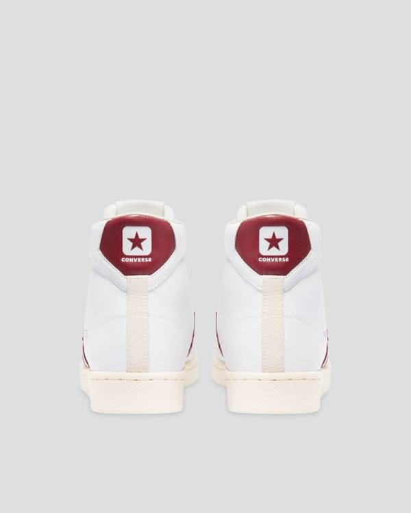 Trampki Wysokie Converse Pro Skórzane Italy Białe Czerwone | CV-836LJE