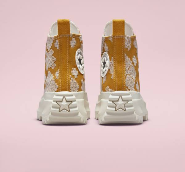 Trampki Wysokie Converse Run Star Hike Platformie Tonal Embroidery Czarne Żółte | CV-052APD