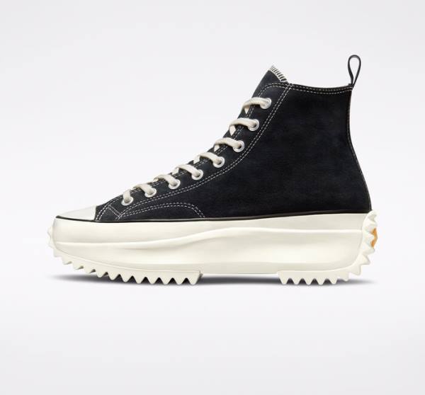 Trampki Wysokie Converse Run Star Hike Platformie Zamszowe Czarne | CV-357PLT