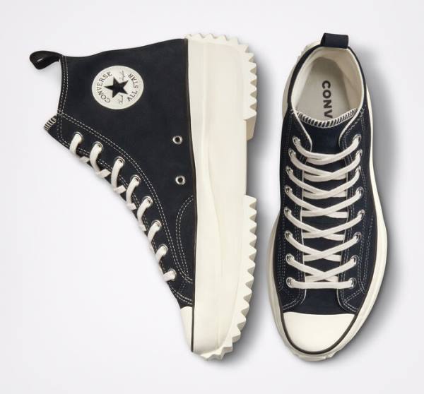 Trampki Wysokie Converse Run Star Hike Platformie Zamszowe Czarne | CV-357PLT