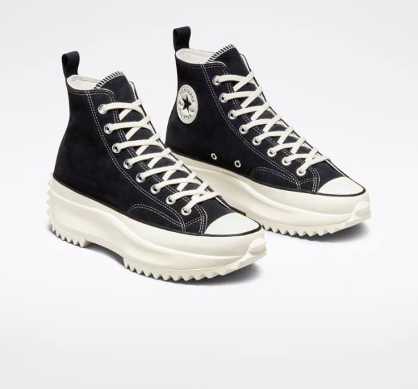 Trampki Wysokie Converse Run Star Hike Platformie Zamszowe Czarne | CV-357PLT