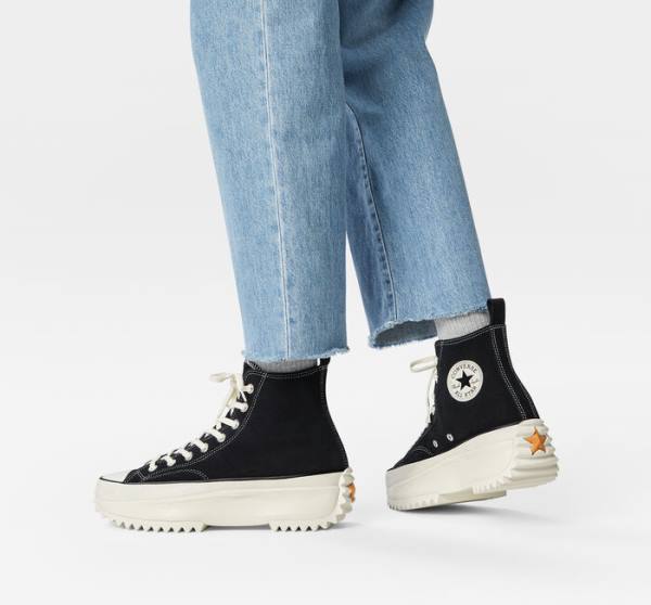 Trampki Wysokie Converse Run Star Hike Platformie Zamszowe Czarne | CV-357PLT