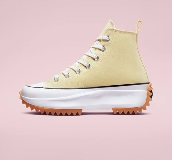 Trampki Wysokie Converse Run Star Hike Platformie Seasonal Color Cytrynowy Czarne Białe | CV-417YCV
