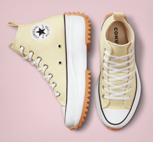 Trampki Wysokie Converse Run Star Hike Platformie Seasonal Color Cytrynowy Czarne Białe | CV-417YCV
