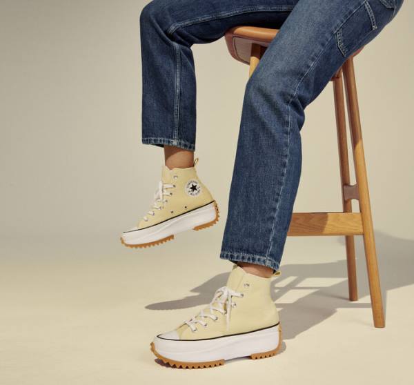 Trampki Wysokie Converse Run Star Hike Platformie Seasonal Color Cytrynowy Czarne Białe | CV-417YCV