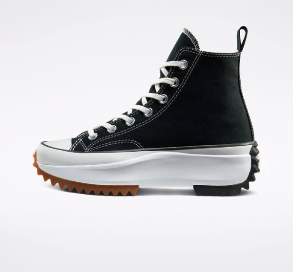 Trampki Wysokie Converse Run Star Hike Platformie Czarne Białe | CV-543GKI