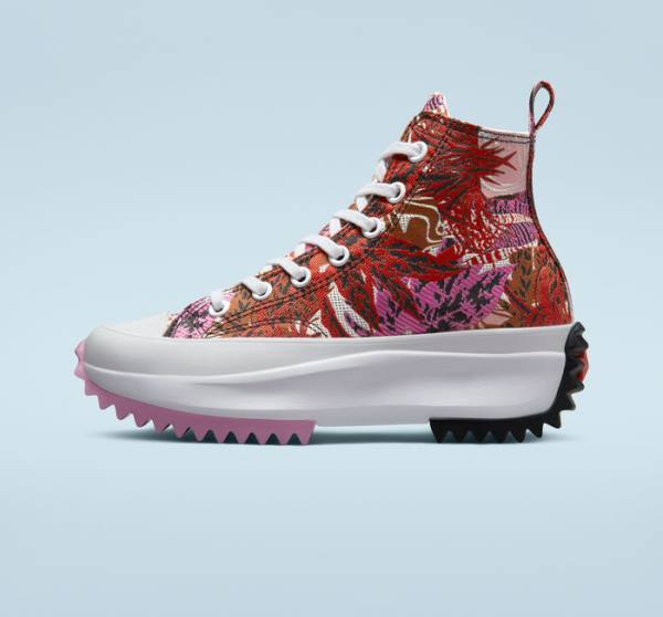 Trampki Wysokie Converse Run Star Hike Platformie Tropical Florals Pomarańczowe Czarne Białe | CV-714QAJ