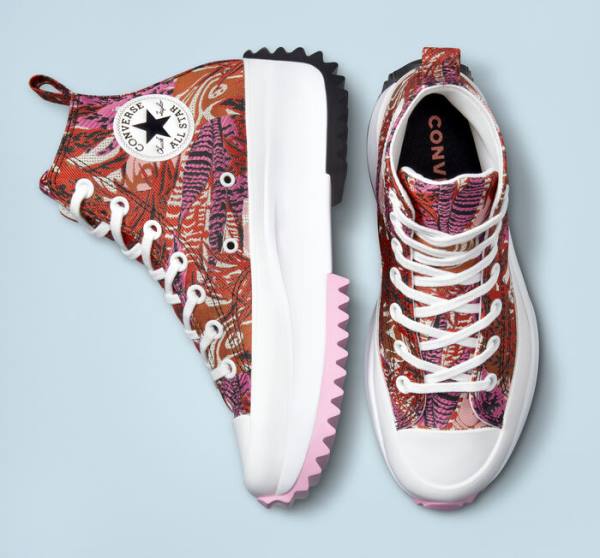 Trampki Wysokie Converse Run Star Hike Platformie Tropical Florals Pomarańczowe Czarne Białe | CV-714QAJ