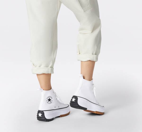 Trampki Wysokie Converse Run Star Hike Platformie Białe Czarne | CV-923OCW