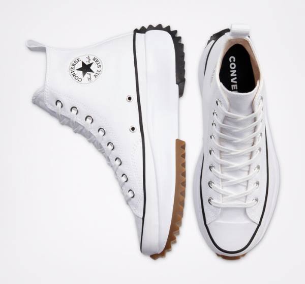 Trampki Wysokie Converse Run Star Hike Platformie Białe Czarne | CV-923OCW