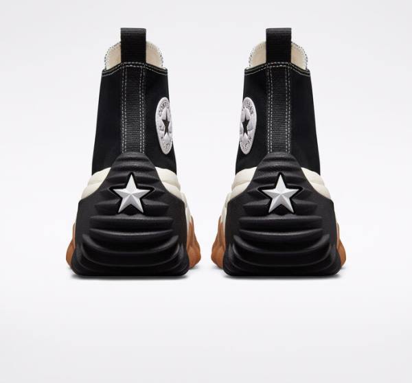 Trampki Wysokie Converse Run Star Motion Platformie Czarne Białe Pomarańczowe | CV-216ZBV