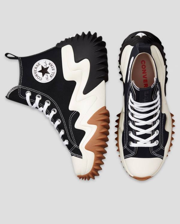 Trampki Wysokie Converse Run Star Motion Platformie Czarne | CV-398NTO