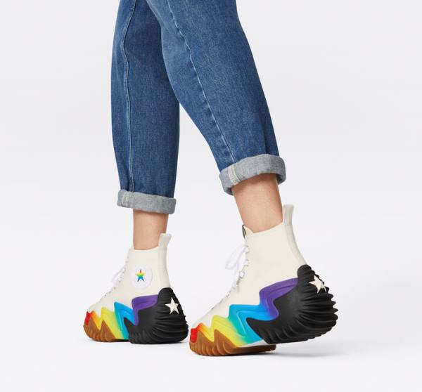 Trampki Wysokie Converse Run Star Motion Platformie Pride Fioletowe | CV-697OLE