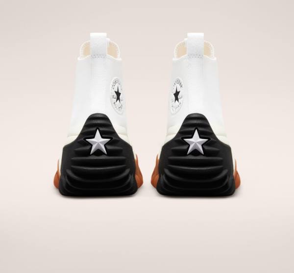 Trampki Wysokie Converse Run Star Motion Platformie Białe Czarne Pomarańczowe | CV-712KDW