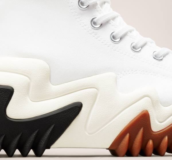Trampki Wysokie Converse Run Star Motion Platformie Białe Czarne Pomarańczowe | CV-712KDW