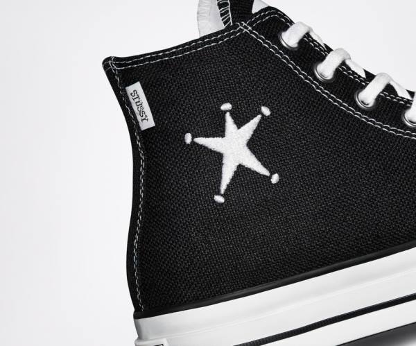 Trampki Wysokie Converse Stussy Chuck 70 Czarne Białe | CV-014HDR