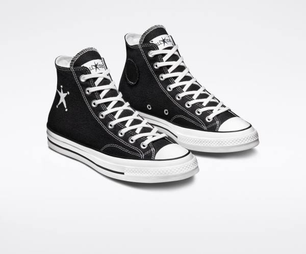 Trampki Wysokie Converse Stussy Chuck 70 Czarne Białe | CV-014HDR